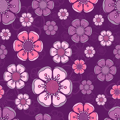 Fashion pattern with flowers in retro colors