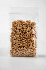 transparent blank snack standing pouch mockup over white background