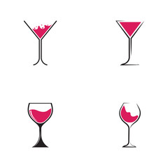 set of wine glass icon vector illustration