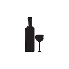 wine glass and bottle icon vector illustration