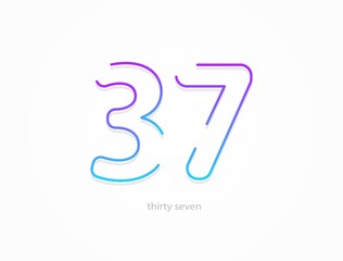 Obraz premium 37 number, outline stroke gradient font. Trendy, dynamic creative style design. For logo, brand label, design elements, application and more. Isolated vector illustration