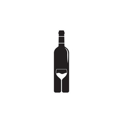 wine glass and bottle icon vector illustration