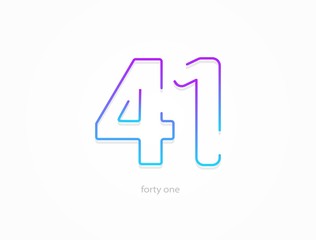 41 number, outline stroke gradient font. Trendy, dynamic creative style design. For logo, brand label, design elements, application and more. Isolated vector illustration