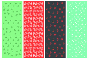 Christmas collection of winter patterns.  Set of Christmas winter holidays.  Endless texture for gift wrapping, wallpaper, web banner background, wrapping paper.