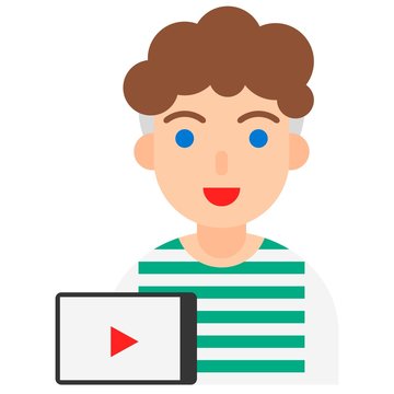 Youtuber Icon, Profession And Job Vector Illustration