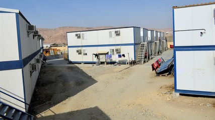 Portacabin, porta cabin, temporary labours camp , Mobile building in industrial site or office container Portable house and office cabins. Labor Camp. Porta cabin. small temporary houses