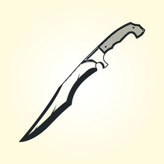Hunting Knife Stylish Knife Black and White Isolated image Silhouette Vector Illustration
