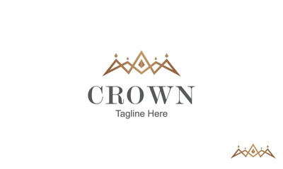 Crown Logo Design Template With Gold Color.