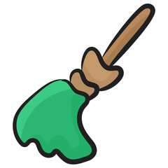 
Icon of dirt cleaning tools, broom in hand drawn style 
