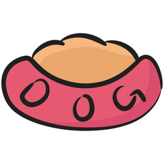 Obraz premium Household pet food bowl icon in doodle style 
