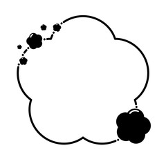 Black line flower shape frame decorated with small flowers on 2 white silhouette use for cricut, cut file, clipart. Vector illustration for decorate logo, text, wedding, greeting cards and any design.