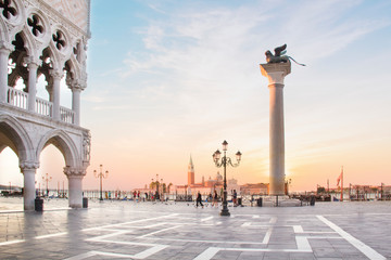 Fototapeta premium Beautiful view of the Doge's Palace and St. Mark's column on Piazza San Marco in Venice, Italy