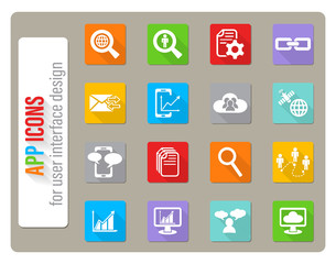 data analytic and social network icon set