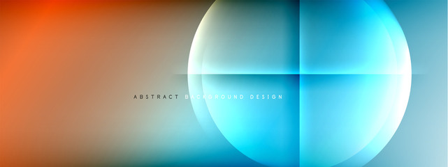 Vector abstract background - circle and cross on fluid gradient with shadows and light effects. Techno or business shiny design templates for text