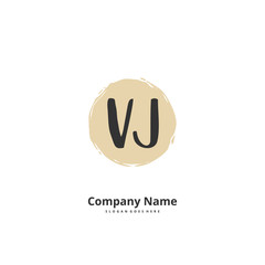V J VJ Initial handwriting and signature logo design with circle. Beautiful design handwritten logo for fashion, team, wedding, luxury logo.