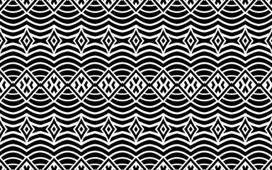 Abstract ethnic geometric pattern for design and decor. Vector graphics in black and white for coloring.
