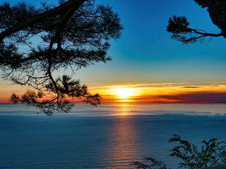 Obraz na płótnie Canvas Sunset on the gulf of La Spezia from Campiglia Tramonti