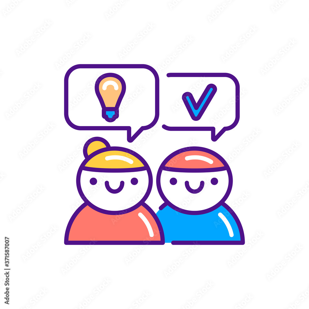 Poster logical reasoning color line icon. soft skills. pictogram for web, mobile app, promo. ui ux design e