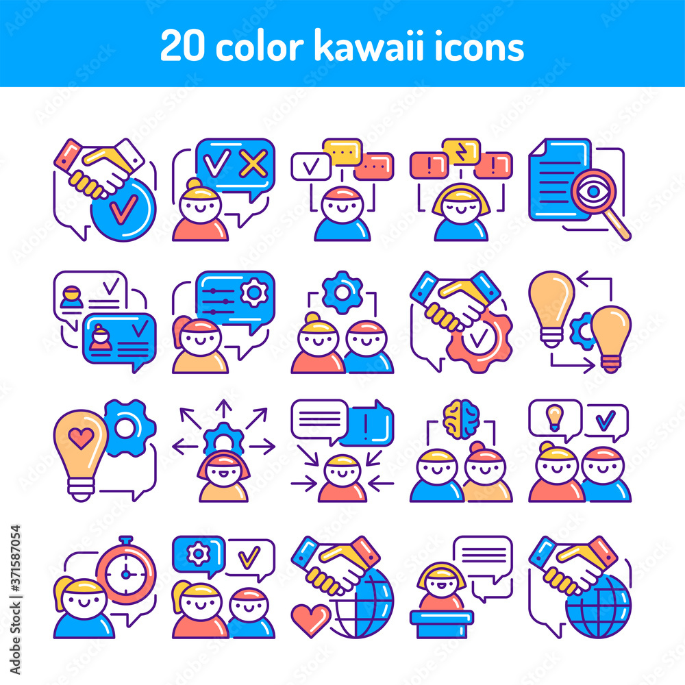 Poster soft skills color line icons set. pictogram for web, mobile app, promo. ui ux design element.