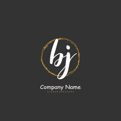 b j bj Initial handwriting and signature logo design with circle. Beautiful design handwritten logo for fashion, team, wedding, luxury logo.
