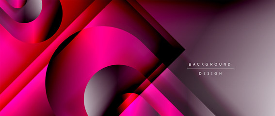 Vector geometric abstract background with lines and modern forms. Fluid gradient with abstract round shapes and shadow and light effects