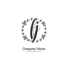 Fototapeta premium F J FJ Initial handwriting and signature logo design with circle. Beautiful design handwritten logo for fashion, team, wedding, luxury logo.