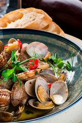 shellfish clams seafood in the restaurant