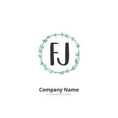 F J FJ Initial handwriting and signature logo design with circle. Beautiful design handwritten logo for fashion, team, wedding, luxury logo.