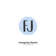 F J FJ Initial handwriting and signature logo design with circle. Beautiful design handwritten logo for fashion, team, wedding, luxury logo.