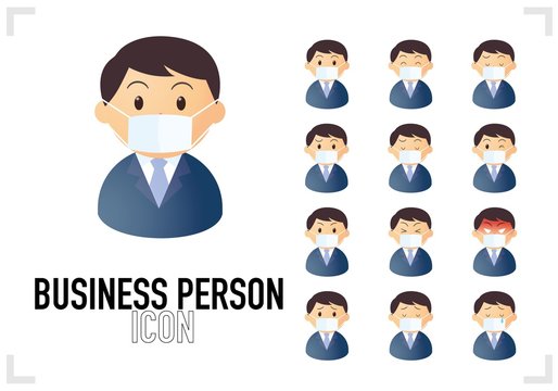 Set Of Business People Of The Bust-up That The Mask Icon