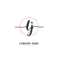 Obraz premium L J LJ Initial handwriting and signature logo design with circle. Beautiful design handwritten logo for fashion, team, wedding, luxury logo.