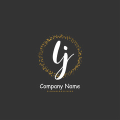 Fototapeta premium L J LJ Initial handwriting and signature logo design with circle. Beautiful design handwritten logo for fashion, team, wedding, luxury logo.