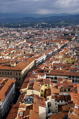 Amazing view of Florence city from Campanile di Giotto bell tower in Florence Italy