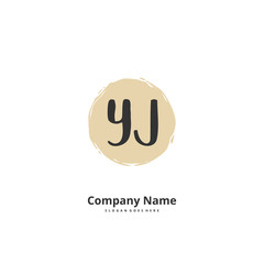 Y J YJ Initial handwriting and signature logo design with circle. Beautiful design handwritten logo for fashion, team, wedding, luxury logo.