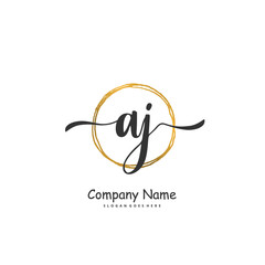 A J AJ Initial handwriting and signature logo design with circle. Beautiful design handwritten logo for fashion, team, wedding, luxury logo.