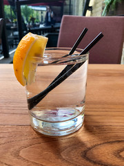 glass of water with lemon