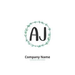 A J AJ Initial handwriting and signature logo design with circle. Beautiful design handwritten logo for fashion, team, wedding, luxury logo.