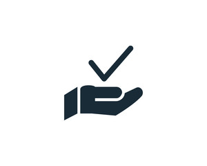 Hand, Check Mark Icon Vector Logo Template Illustration Design