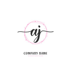 A J AJ Initial handwriting and signature logo design with circle. Beautiful design handwritten logo for fashion, team, wedding, luxury logo.