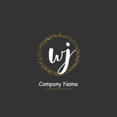 W J WJ Initial handwriting and signature logo design with circle. Beautiful design handwritten logo for fashion, team, wedding, luxury logo.