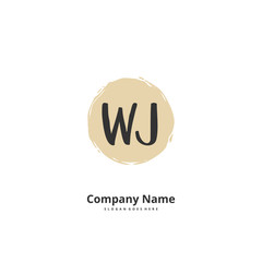 W J WJ Initial handwriting and signature logo design with circle. Beautiful design handwritten logo for fashion, team, wedding, luxury logo.