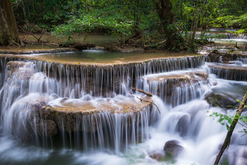 Huay Mae Khamin waterfall in tropical fprest, Thailand	