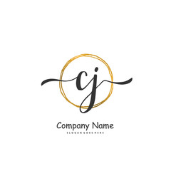 C J CJ Initial handwriting and signature logo design with circle. Beautiful design handwritten logo for fashion, team, wedding, luxury logo.