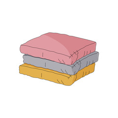 Decorative square pillows lying in a pile stock vector illustration