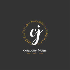 C J CJ Initial handwriting and signature logo design with circle. Beautiful design handwritten logo for fashion, team, wedding, luxury logo.