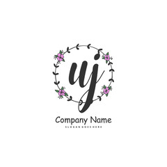 U J UJ Initial handwriting and signature logo design with circle. Beautiful design handwritten logo for fashion, team, wedding, luxury logo.