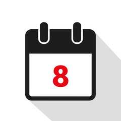 simple calendar icon 8 on white background vector illustration EPS10