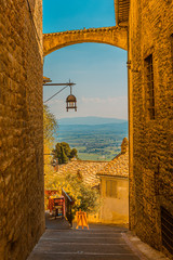view of the old town of assisi - obrazy, fototapety, plakaty