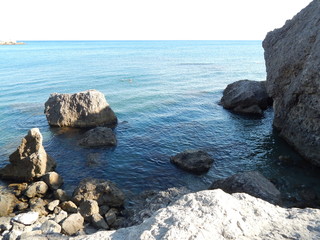 rocks in the sea, sunny