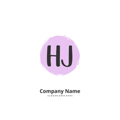 H J HJ Initial handwriting and signature logo design with circle. Beautiful design handwritten logo for fashion, team, wedding, luxury logo.